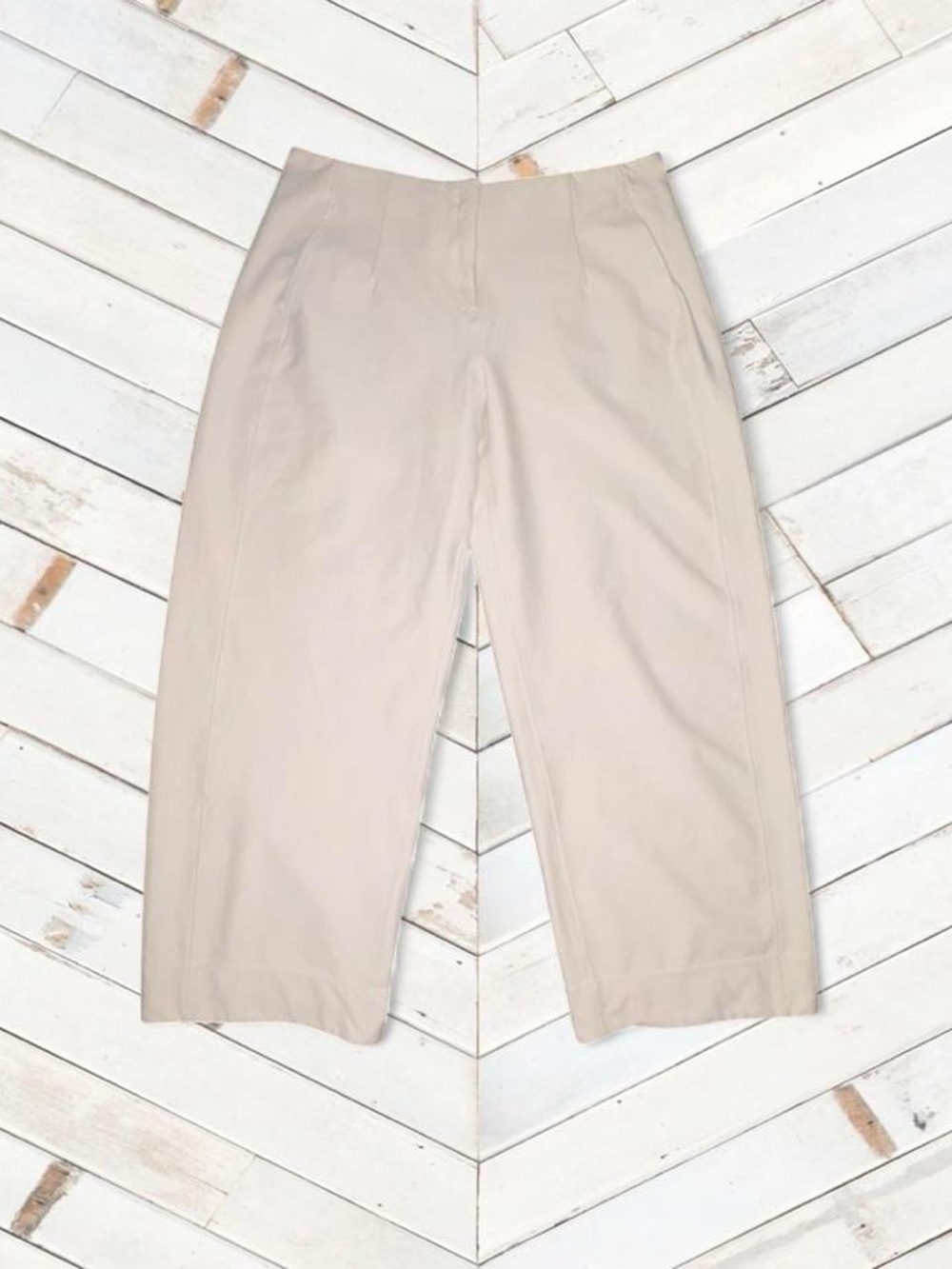 Classic High-Rise Wide Leg Pants in Light Beige
